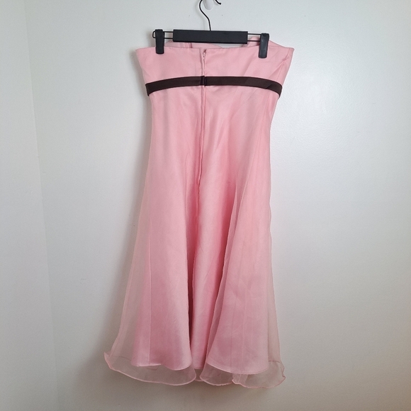 Alfred Angelo Pink Chiffon Babydoll Sleeveless Y2K Coquette Midi Dress Sz 8 - Picture 2 of 8